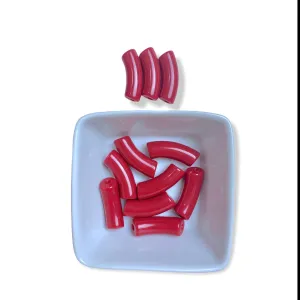 12mm Crimson Red Tube beads- Red Burgundy Maroon Acrylic Bamboo Beads, Curved Tube Beads, Resin Bracelet Bangle Acrylic Tube Bead Waterproof