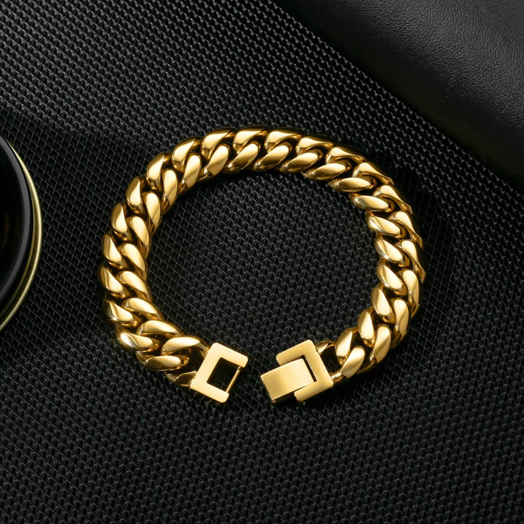 12mm Miami Cuban Link Bracelet in 18K Gold - KRKC