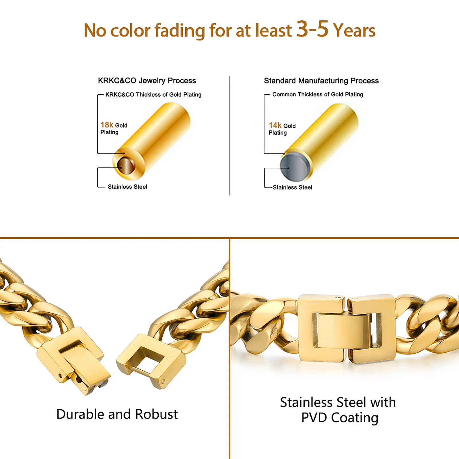 12mm Miami Cuban Link Bracelet in 18K Gold - KRKC