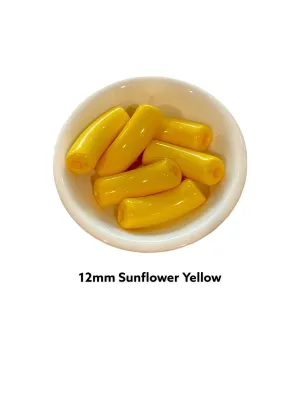 12mm Yellow Sunflower- Fall - Acrylic Beads, 10mm (12mm) Curved Tube Beads, Resin ,Bracelet Bangle Tube Bead Waterproof Bangle