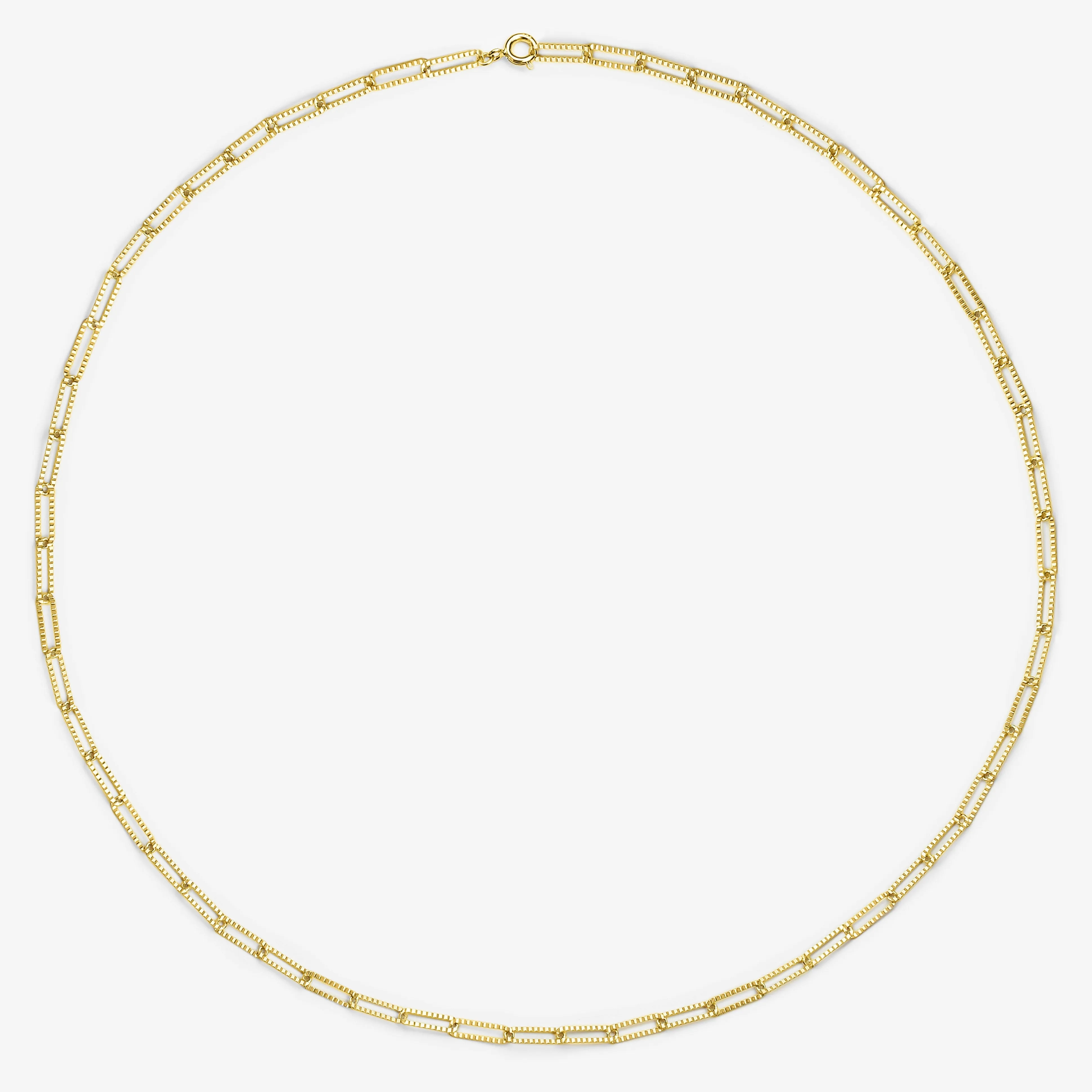 14k Solid Gold Rectangle Link Chain Necklace