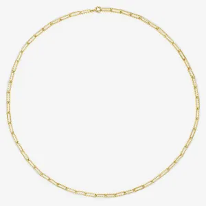 14k Solid Gold Rectangle Link Chain Necklace