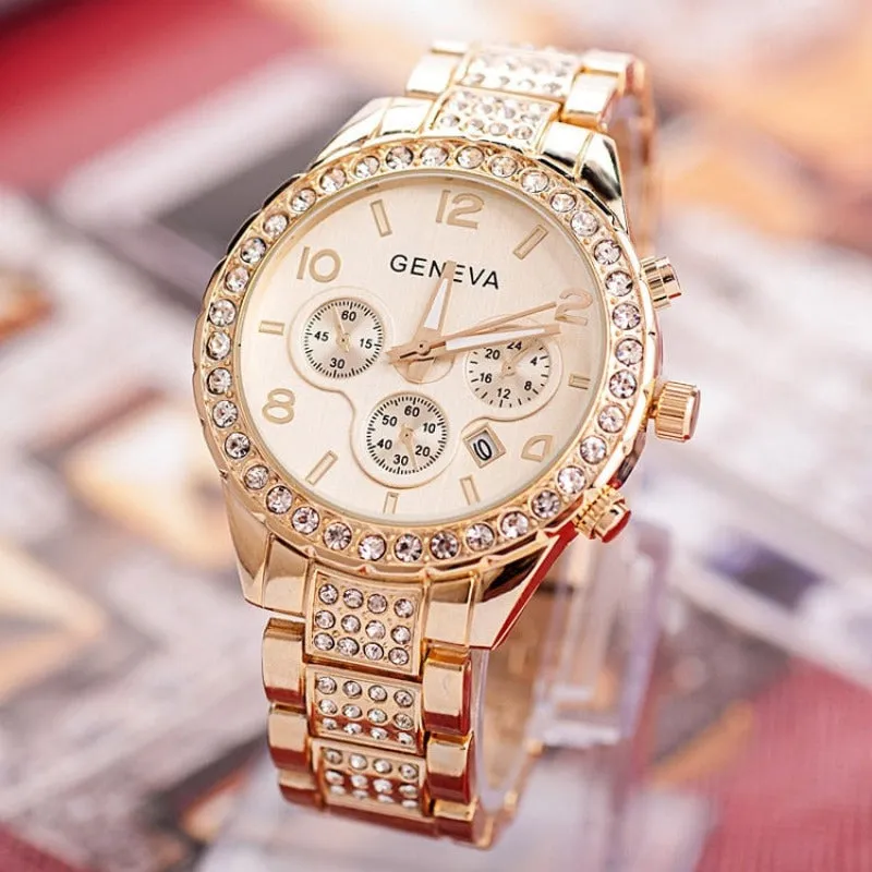 14K Yellow Gold Watch Women WristWatch Anniverssary Jewelry