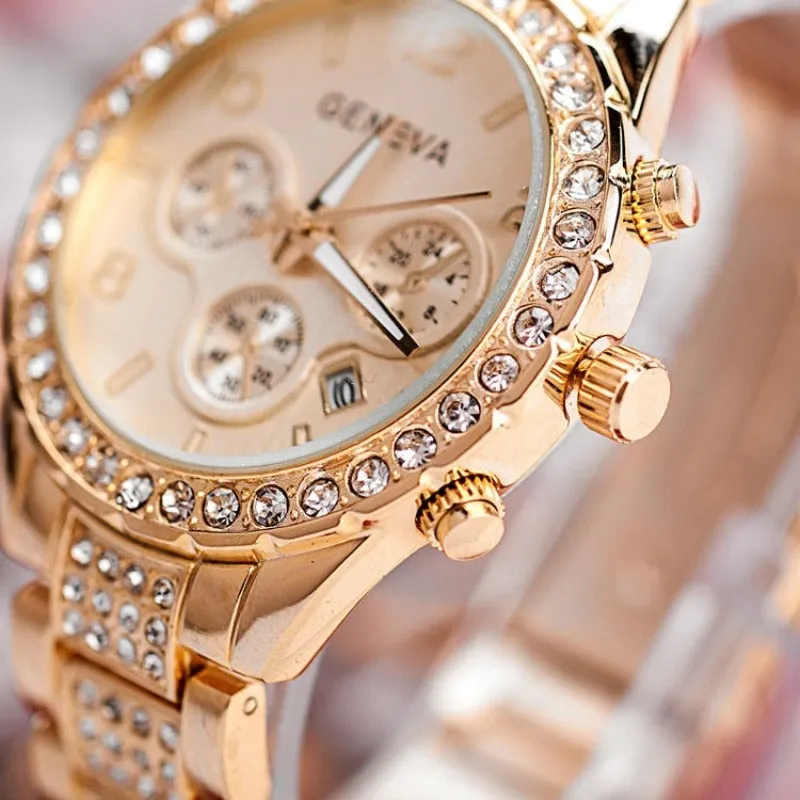 14K Yellow Gold Watch Women WristWatch Anniverssary Jewelry