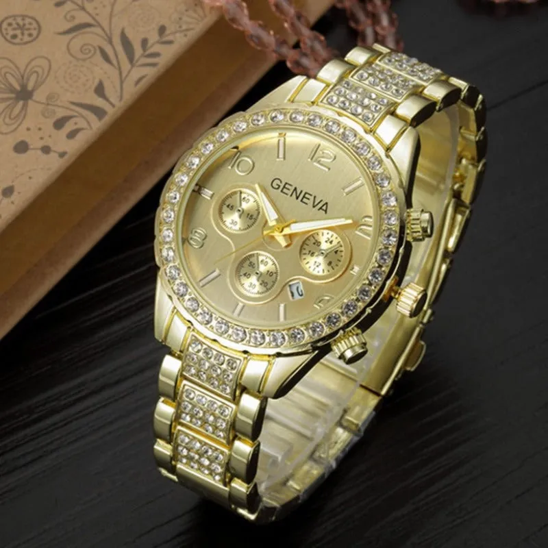 14K Yellow Gold Watch Women WristWatch Anniverssary Jewelry