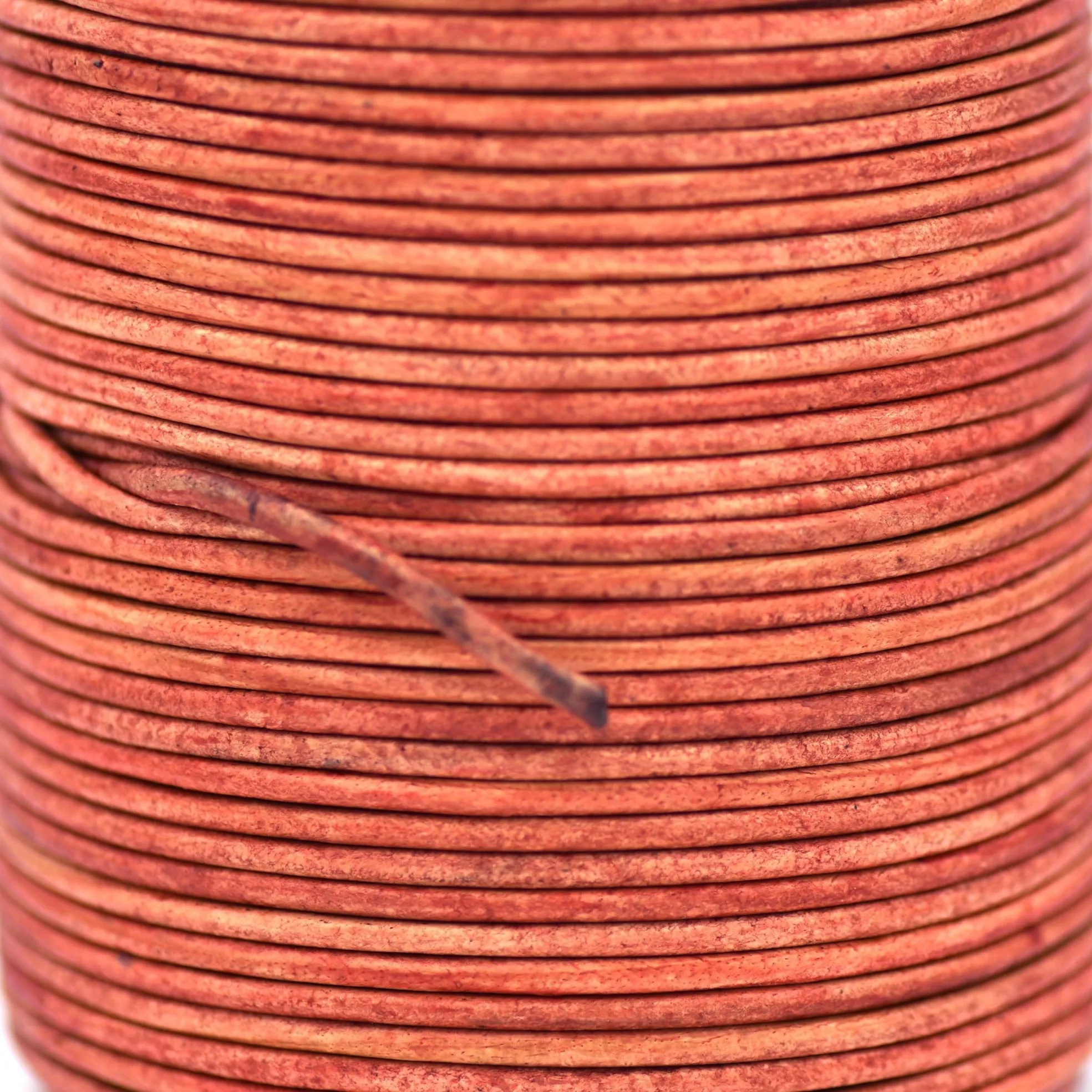 1.5mm Leather Cord - Natural Red - Round - Matt Finish