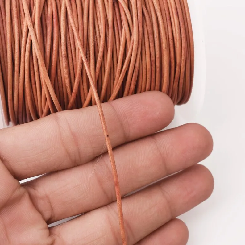 1.5mm Leather Cord - Natural Red - Round - Matt Finish