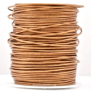 1.5mm Metallic Copper Leather Cord - Round