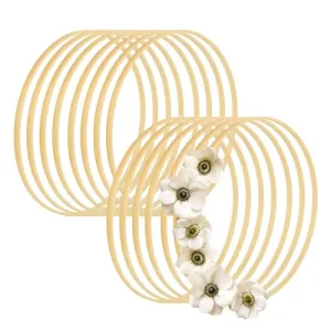 15PCS 12 Inch Wooden Floral Hoops for Crafts - Bamboo Craft Hoops Wood - Wooden Circle Hoops for Crafts DIY Dreamcatchers