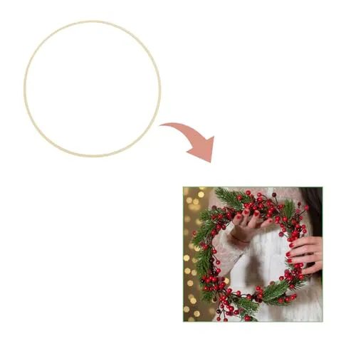15PCS 12 Inch Wooden Floral Hoops for Crafts - Bamboo Craft Hoops Wood - Wooden Circle Hoops for Crafts DIY Dreamcatchers