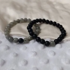 2 Matching Friendship Bead Bracelets - Bead Jewellery, Friendship Accessories, Bead Bracelets, Cute Bracelet, Black & Grey Jewellery