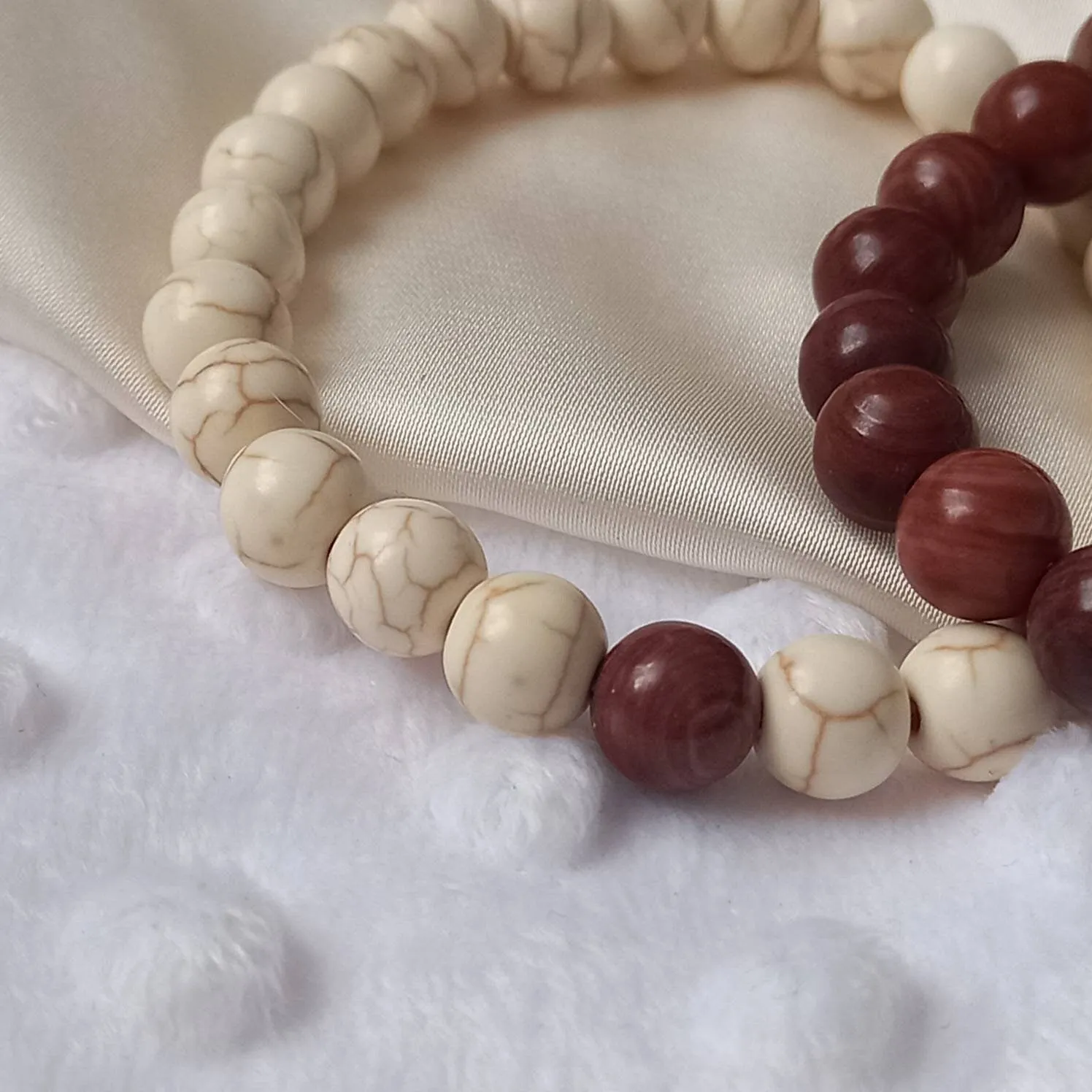 2 Matching Friendship Bead Bracelets - Bead Jewellery, Friendship Accessories, Bead Bracelets, Cute Bracelet, Brown & Beige Jewellery