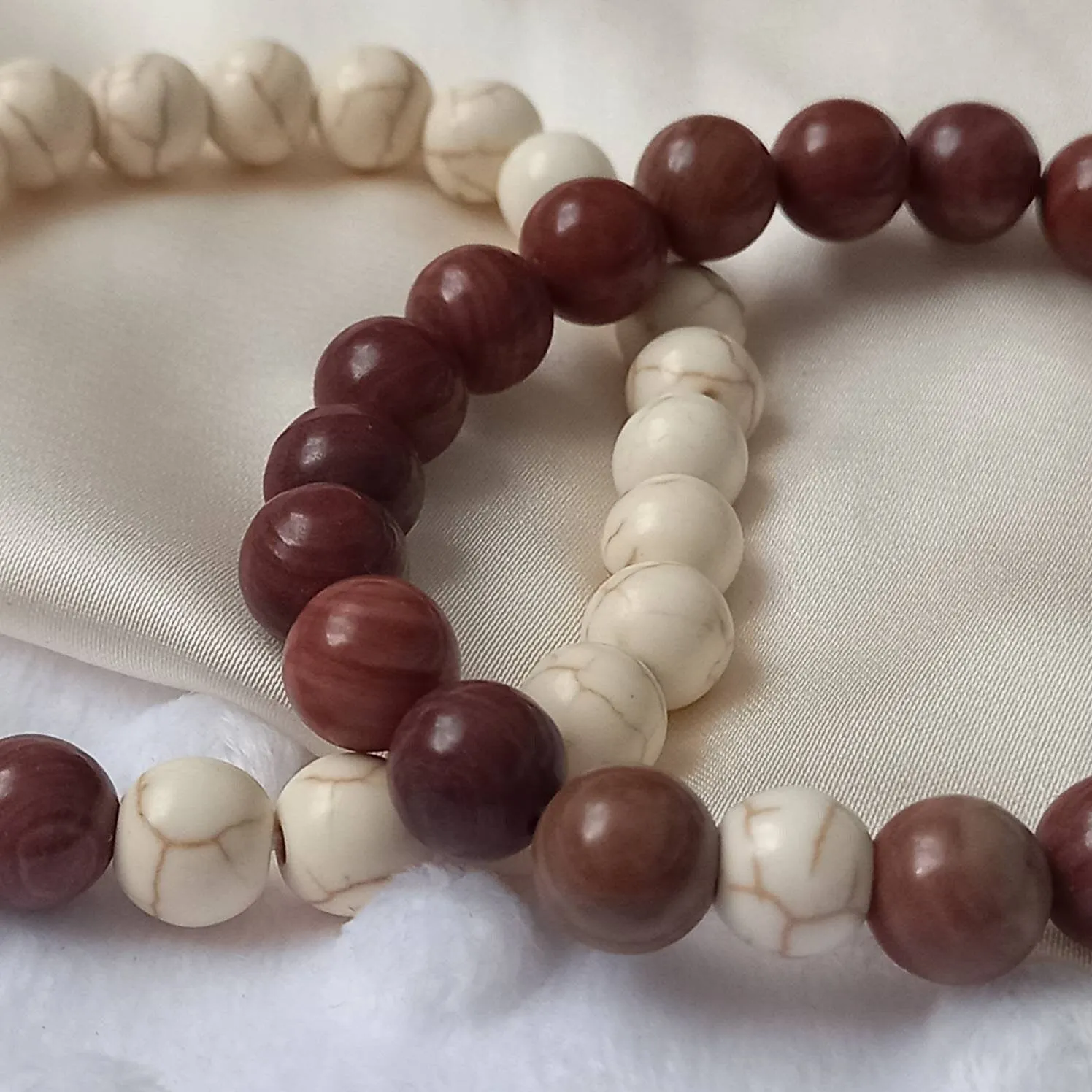 2 Matching Friendship Bead Bracelets - Bead Jewellery, Friendship Accessories, Bead Bracelets, Cute Bracelet, Brown & Beige Jewellery
