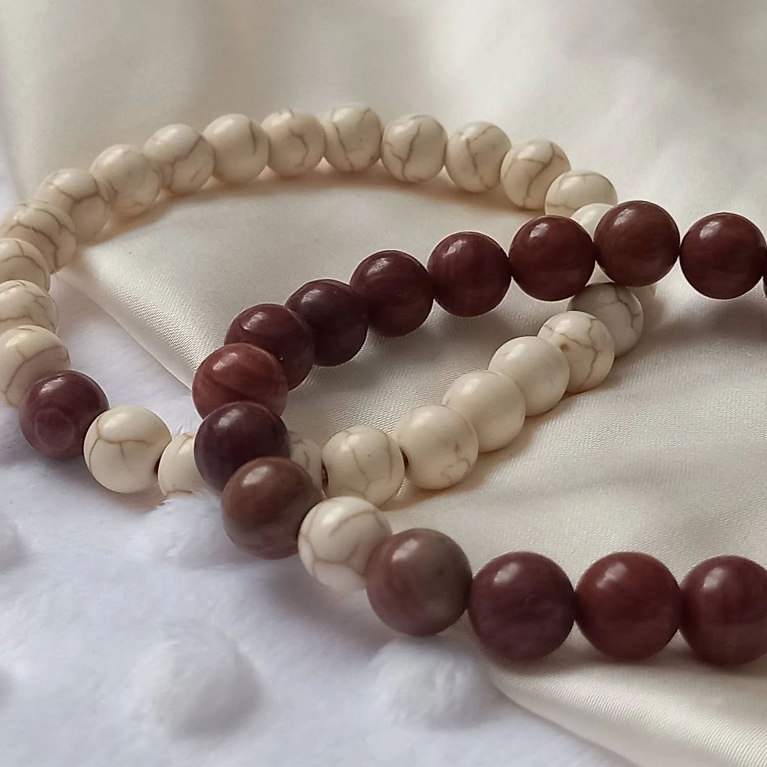 2 Matching Friendship Bead Bracelets - Bead Jewellery, Friendship Accessories, Bead Bracelets, Cute Bracelet, Brown & Beige Jewellery