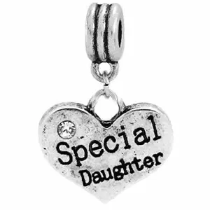 2 Sided Special Daughter Heart European Bead Compatible for Most European Snake Chain Bracelet