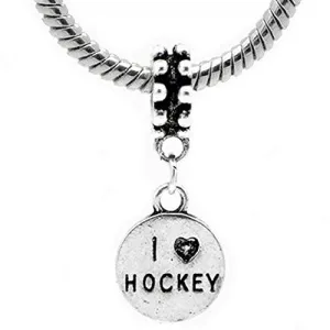 2 Sides I Love Hockey European Bead Compatible for Most European Snake Chain Bracelet