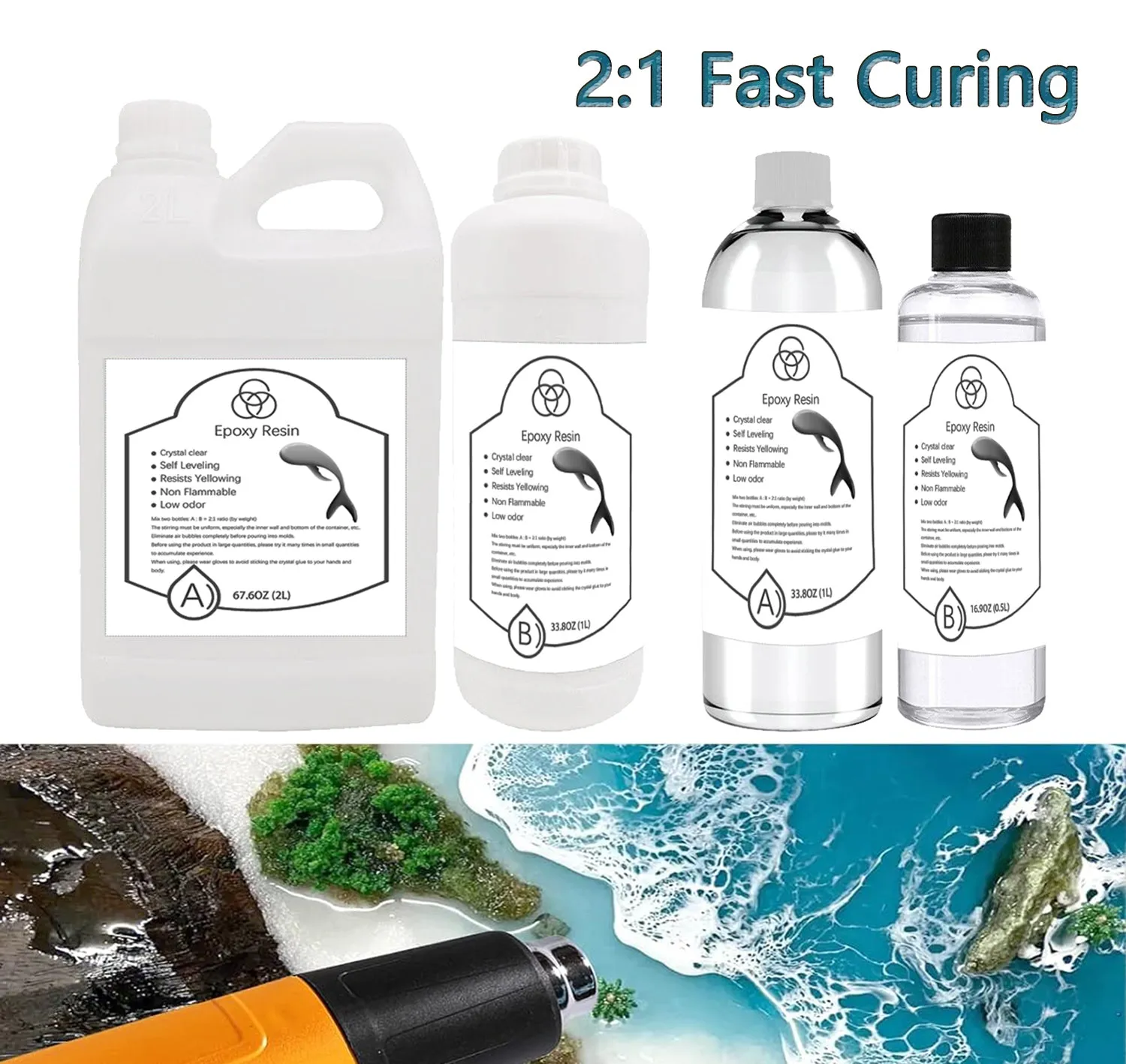 2:1Ratio Bulk Epoxy Resin Casting Super Clear Craft Coating Paste AB Liquid Kit