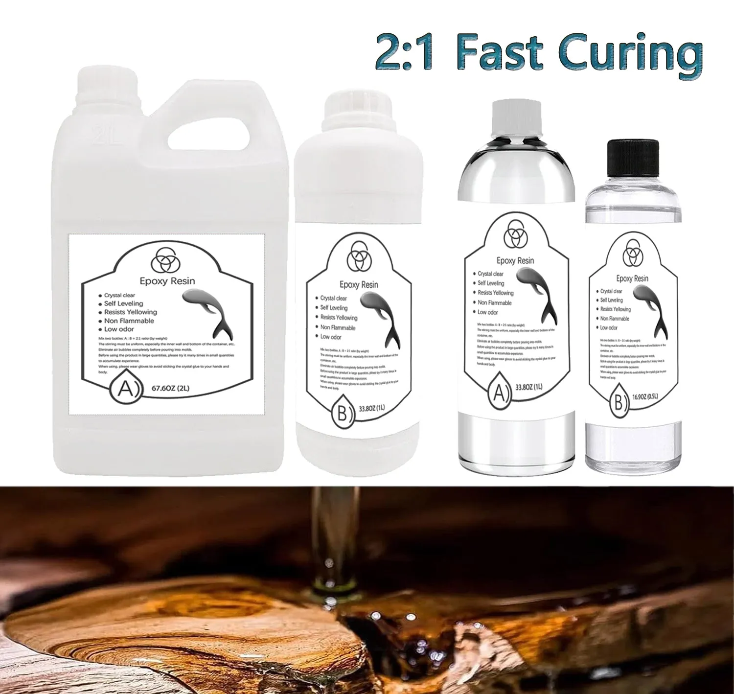 2:1Ratio Bulk Epoxy Resin Casting Super Clear Craft Coating Paste AB Liquid Kit