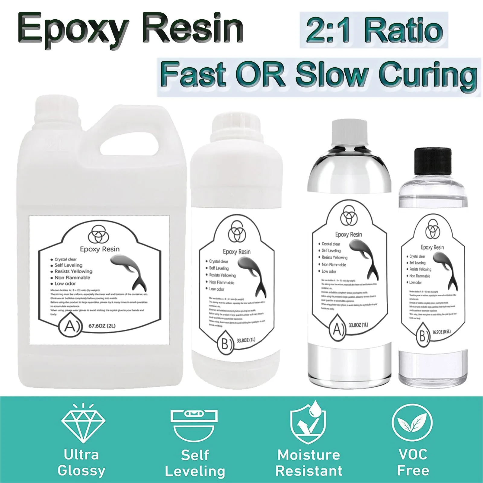 2:1Ratio Bulk Epoxy Resin Casting Super Clear Craft Coating Paste AB Liquid Kit