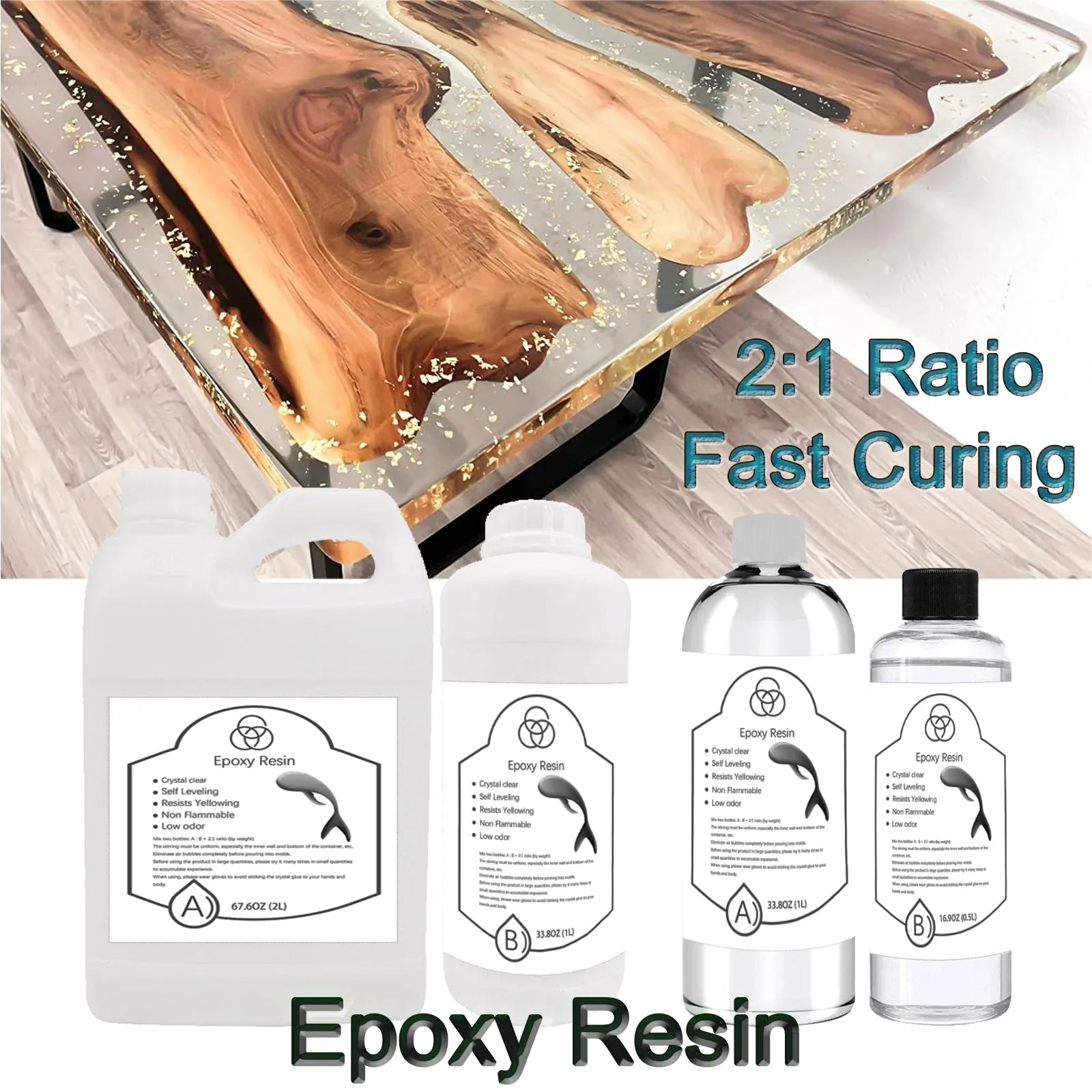 2:1Ratio Bulk Epoxy Resin Casting Super Clear Craft Coating Paste AB Liquid Kit
