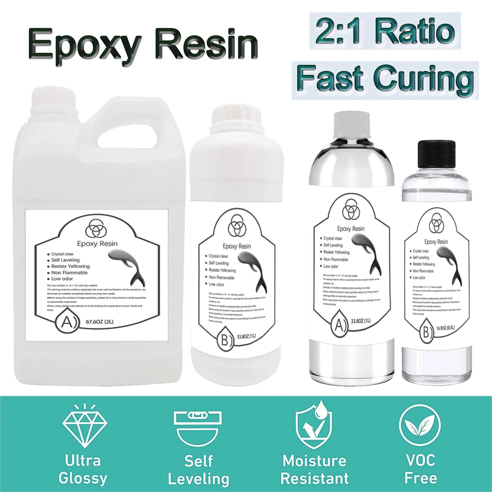 2:1Ratio Bulk Epoxy Resin Casting Super Clear Craft Coating Paste AB Liquid Kit