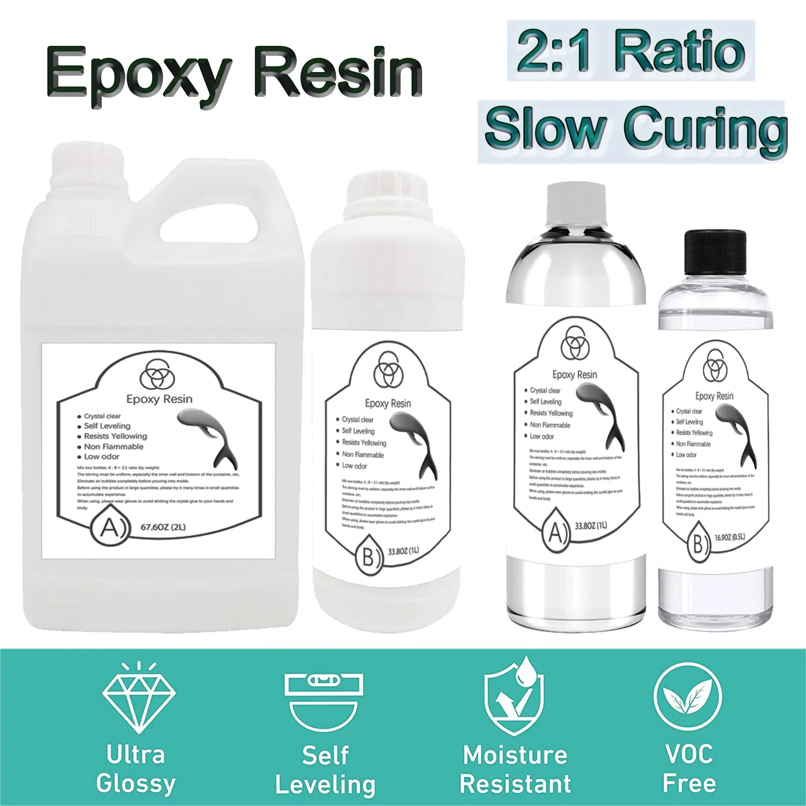 2:1Ratio Bulk Epoxy Resin Casting Super Clear Craft Coating Paste AB Liquid Kit