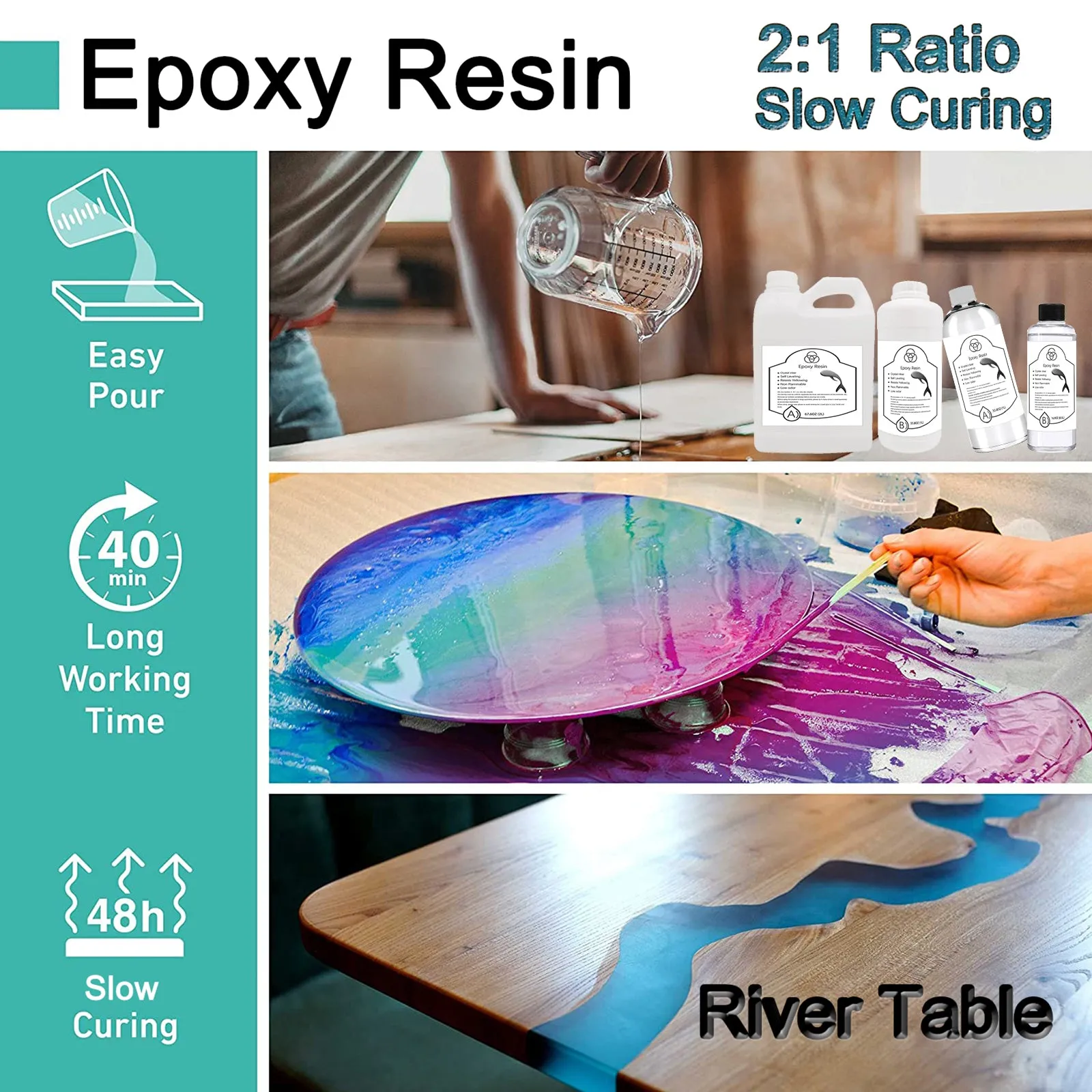 2:1Ratio Bulk Epoxy Resin Casting Super Clear Craft Coating Paste AB Liquid Kit