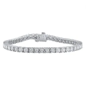 3 Carat Round White Diamond Ladies Tennis Bracelet In 14k White Gold