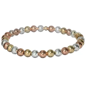 3-TONE 6mm | Yellow and Rose Gold Filled and Silver Classic Beads Bracelet