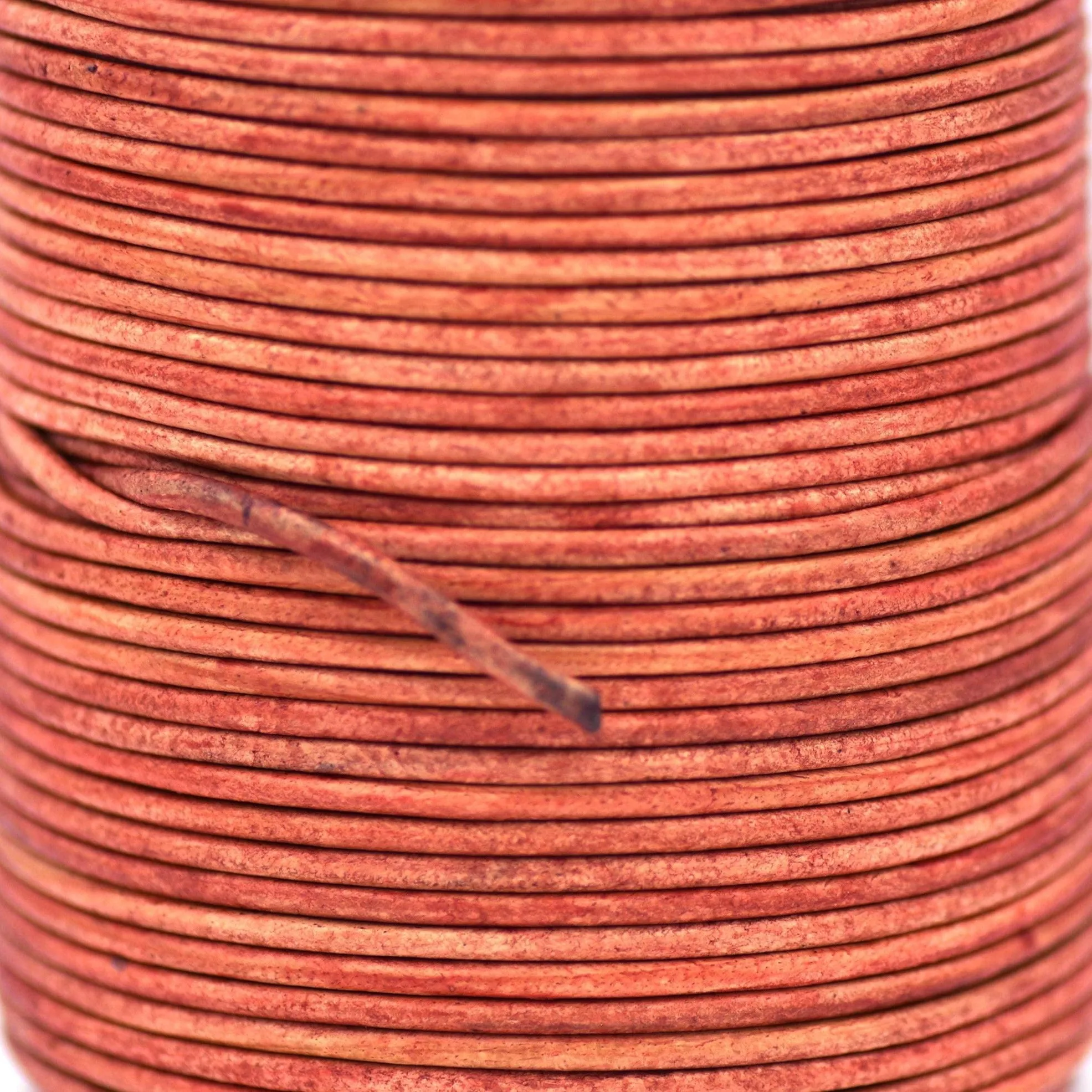 3mm Leather Cord - Natural Red - Round - Matt Finish - Indian Leather - Wrap Bracelet Making Findings - Antique Color Natural Dye