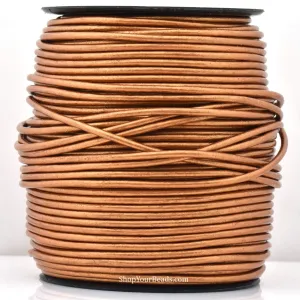 3mm Metallic Copper Leather Cord - Round - Premium Quality - Indian Leather - Wrap Bracelet Making Findings - Lead Free - Necklace Making