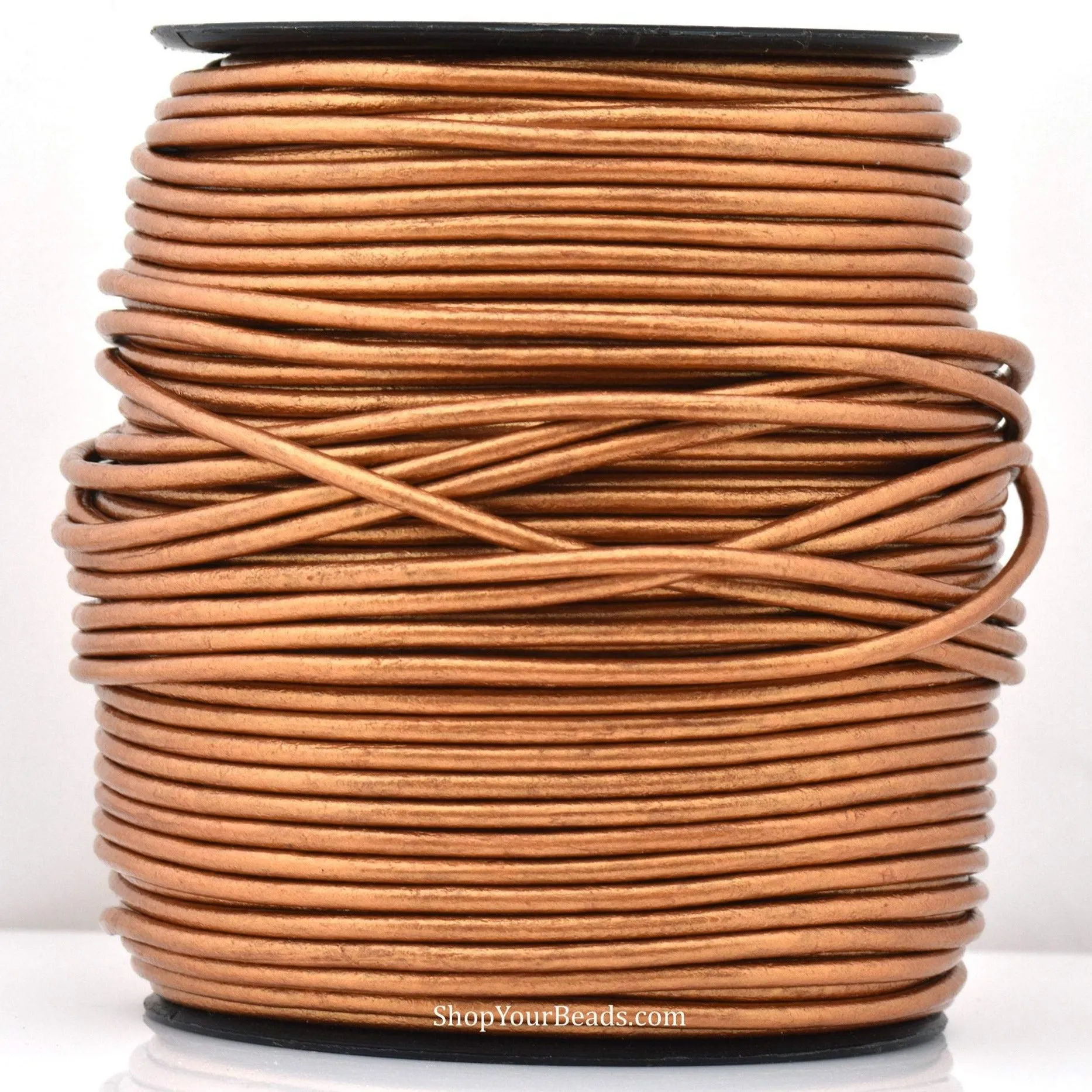 3mm Metallic Copper Leather Cord - Round - Premium Quality - Indian Leather - Wrap Bracelet Making Findings - Lead Free - Necklace Making