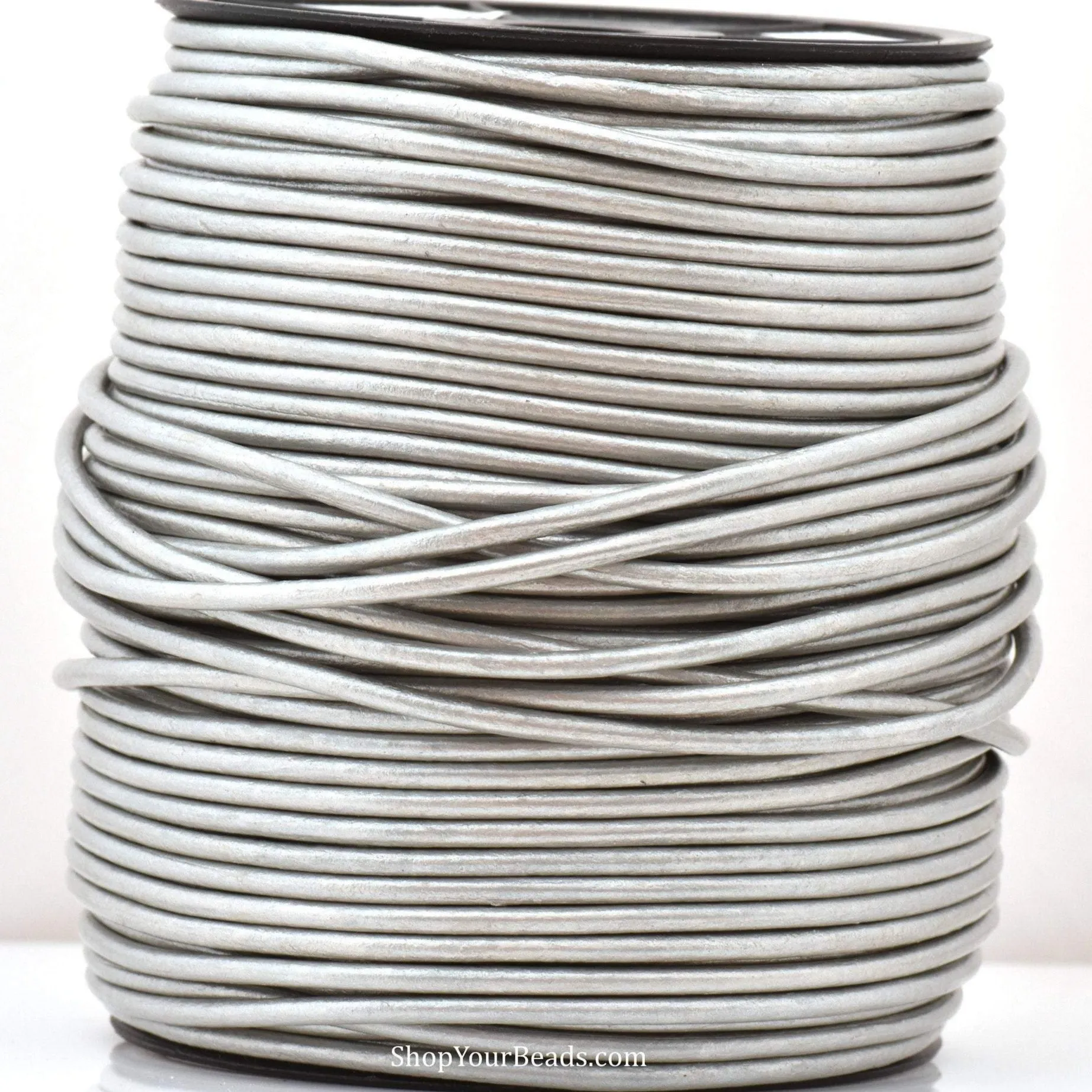 3mm Metallic Silver Leather Cord - Round - Premium Quality - Indian Leather - Wrap Bracelet Making Findings - Lead Free - Necklace Making