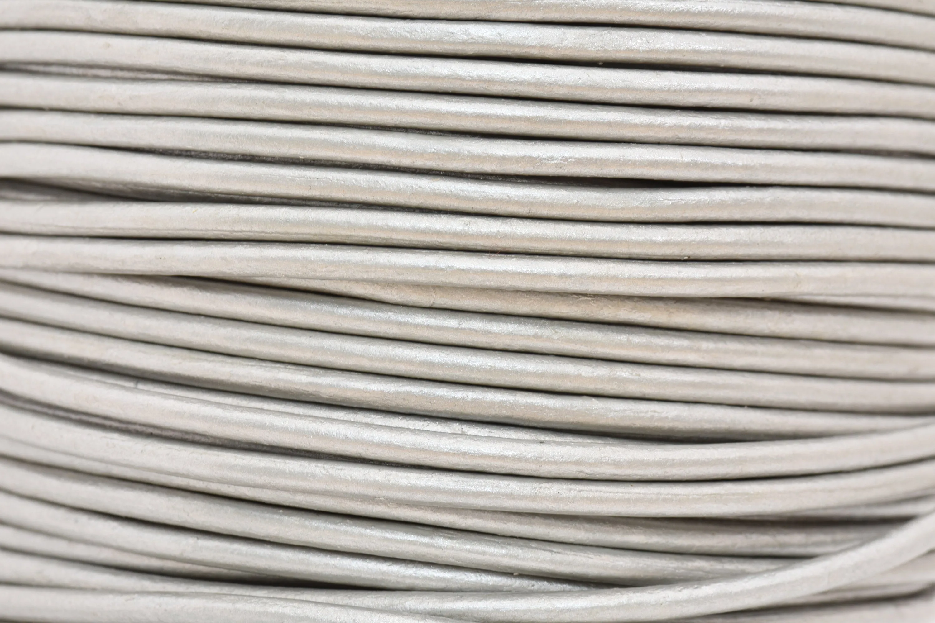 3mm Metallic Silver Leather Cord - Round - Premium Quality - Indian Leather - Wrap Bracelet Making Findings - Lead Free - Necklace Making