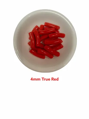 4mm-True Red- Tube Bead Acrylic Bamboo Beads, Curved Tube Beads, Resin , Bracelet Bangle Acrylic Tube Bead Waterproof