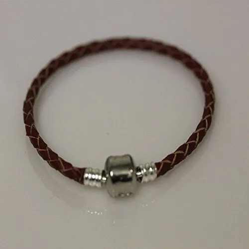 8.5" High Quality Dark Red Real Leather Bracelet For European Snake Chain Charms