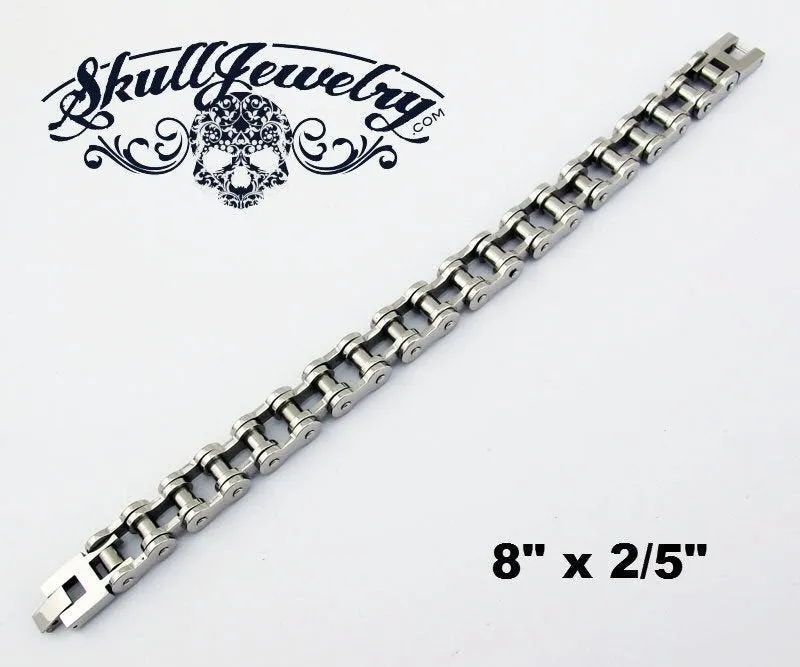 8" Stainless Steel Motorcycle Chain Bracelet (#804M)