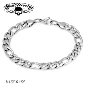 8" x 1/3" Stainless Steel Figaro Bracelet (#877)