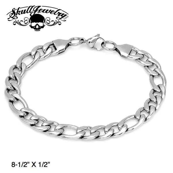8" x 1/3" Stainless Steel Figaro Bracelet (#877)