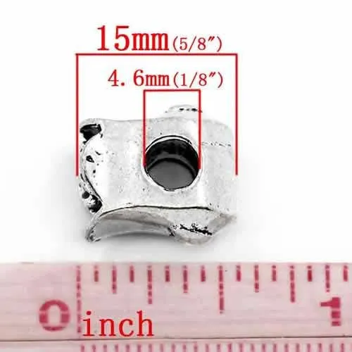 A Rose on Vase with Heart Charm European Bead Compatible for Most European Snake Chain Bracelet