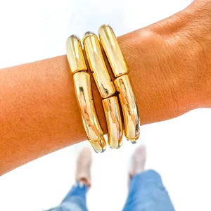 Acrylic Bamboo Bracelets in Multiple Colors (Gold and Red)