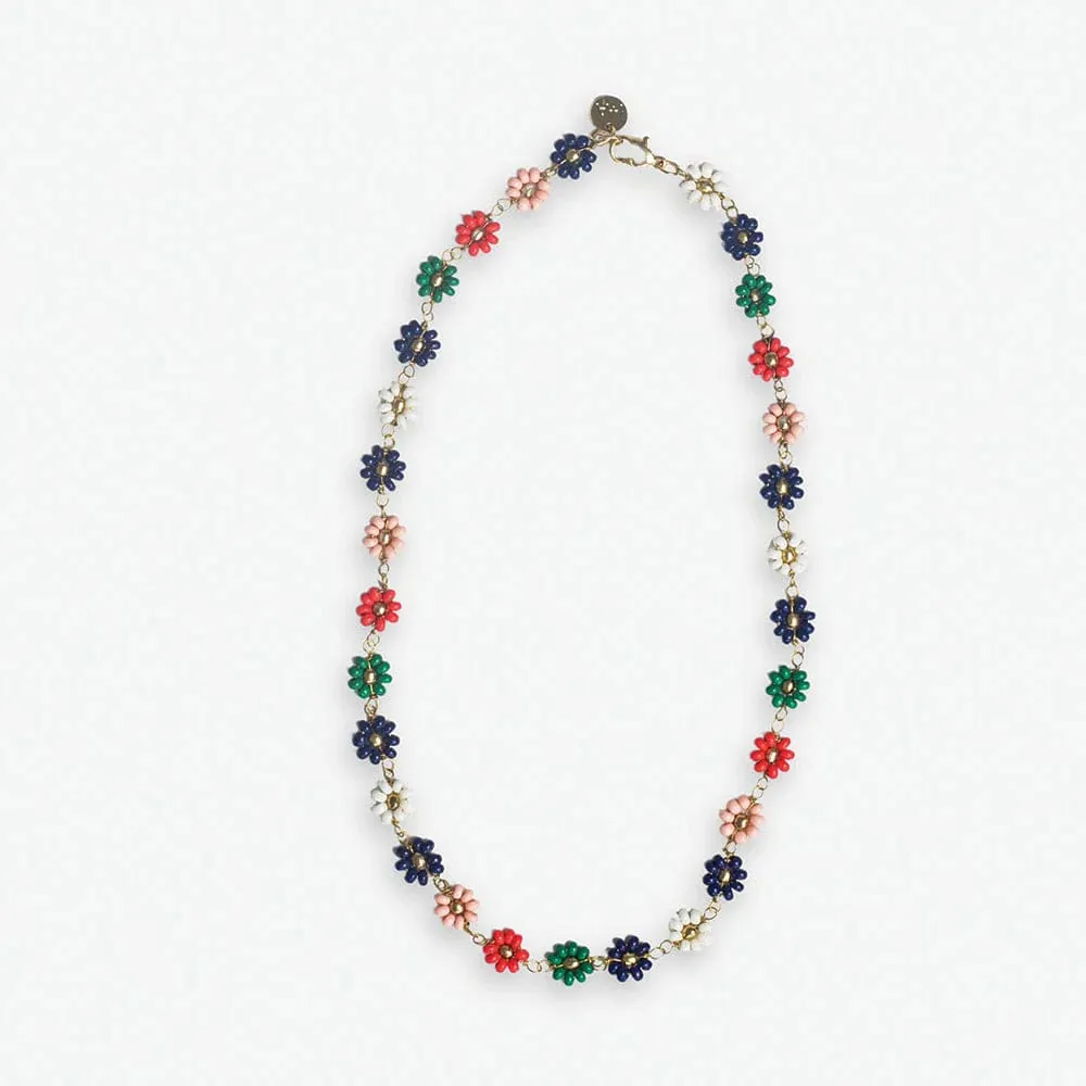 Amanda Multi Color Flower Beaded Necklace