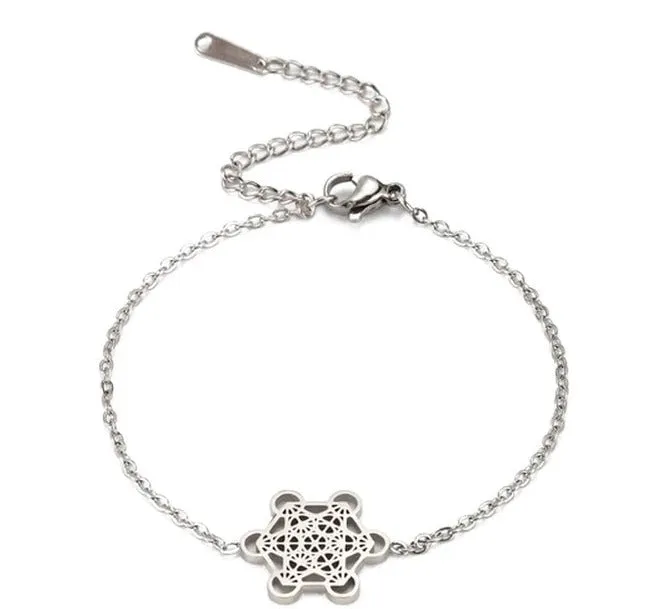 Archangel Metatron Cube Bracelet Sacred Geometry Box Chain Bracelet Stainless Steel Jewelry