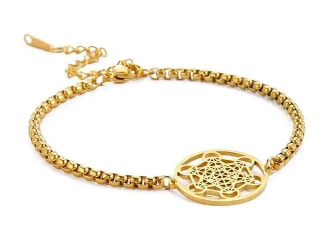 Archangel Metatron Cube Bracelet Sacred Geometry Box Chain Bracelet Stainless Steel Jewelry