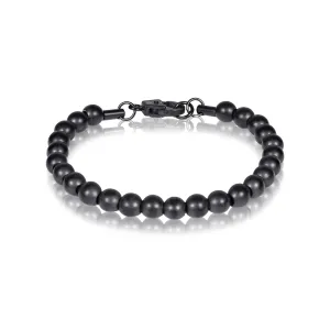 A.R.Z Men’S 7mm Black On Black Steel Bead Bracelet