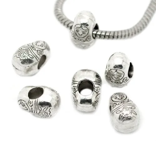 Babushka Doll Russian European Bead Compatible for Most European Snake Chain Bracelet