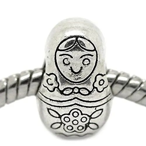Babushka Doll Russian European Bead Compatible for Most European Snake Chain Bracelet