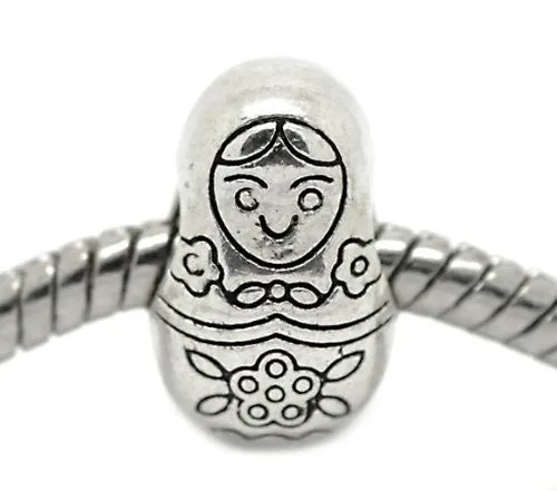 Babushka Doll Russian European Bead Compatible for Most European Snake Chain Bracelet