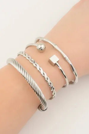 Bamboo Bangle- Silver Plated