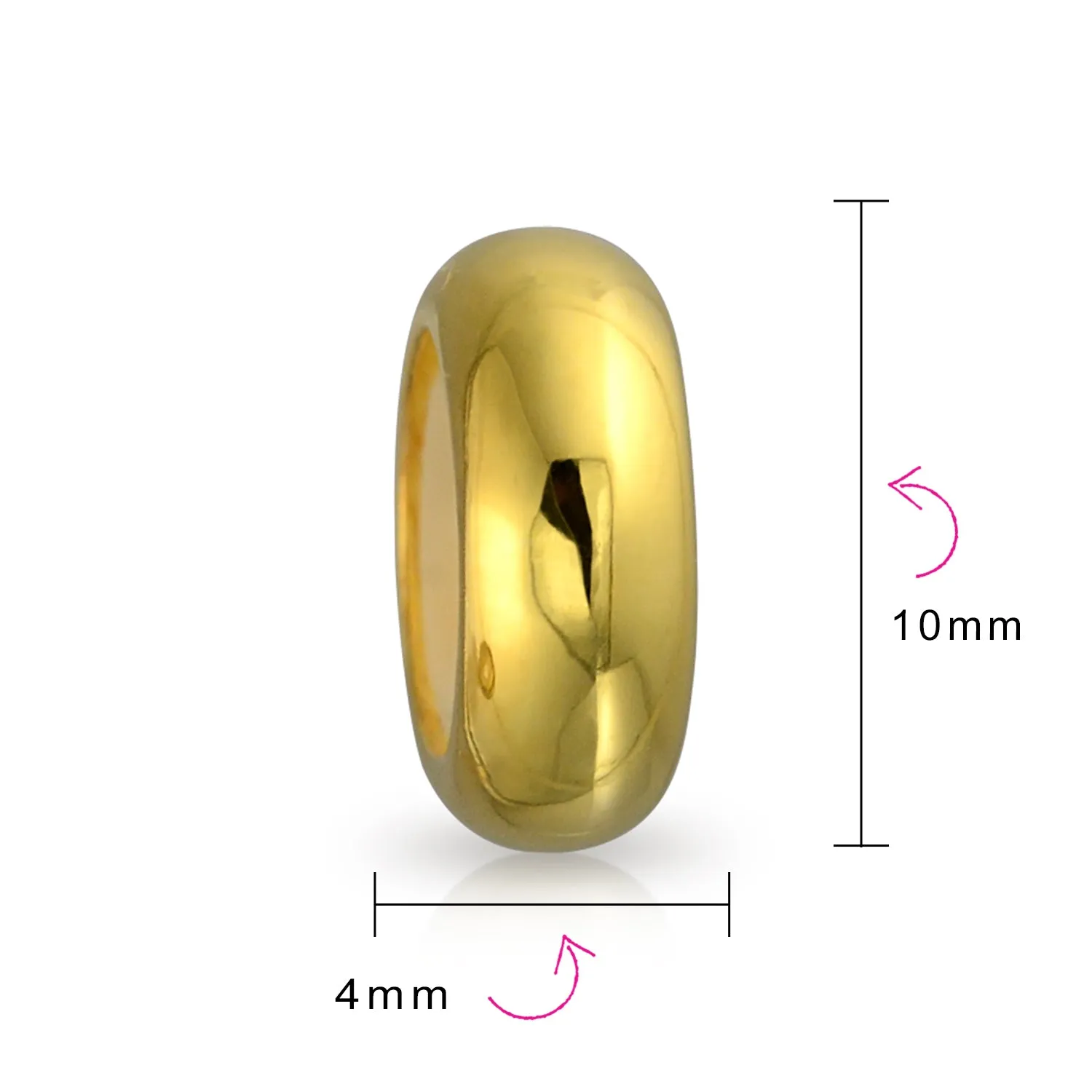 Basic Yellow 14K Gold Plated Sterling Silver Clasp Spacer Charm for Bracelets